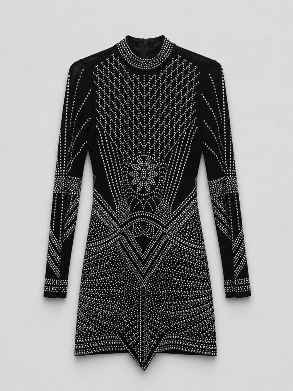 Fashion Nova Black Long-Sleeve Studded Mini Dress